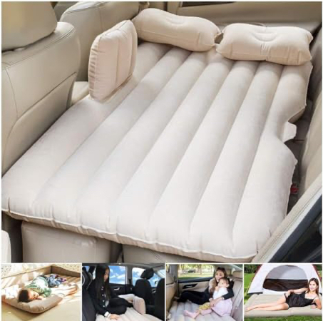 Car Travel Bed 138 * 85 45Cm Suv Air Mattresses Inflatable For Camping Children Rear Double Adjustable Sleeping Pad Airbed Seat Cover Cushion Flocking Cloth Mvp With Pump (cream)