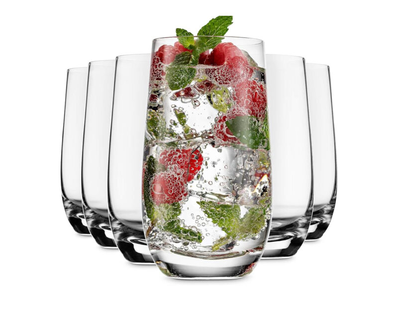 MITBAK 16 - OZ Drinking Glasses (Set of 6) | Glass Cups for, Water, Juice, cocktail,Mixed Drinks | Kitchen Glassware Set, Excellent Gift | Highball Glasses Made In Slovakia