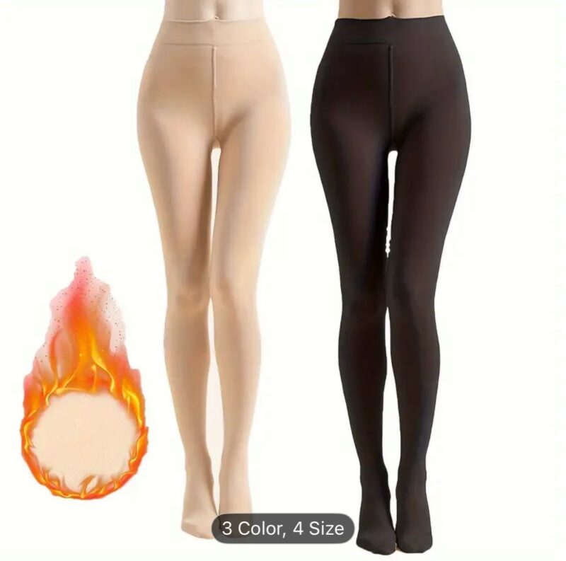 Autumn/Winter Fleece-Lined Thermal Tights, High-Waist Fashion Leggings for Home and Outdoor Casual Wear