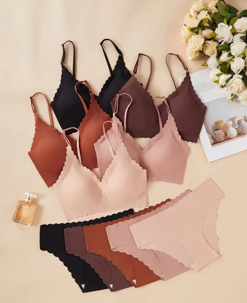 10pcs Women'S Seamless Strapless Bra and Panty Set